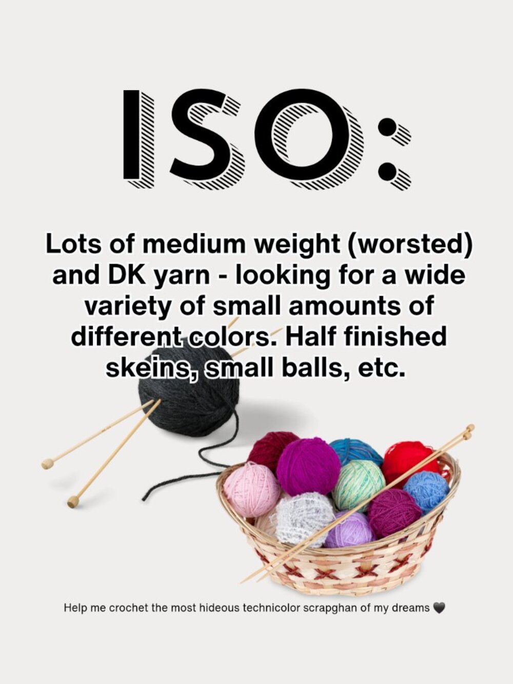 ISO: lots of yarn, variety of colors